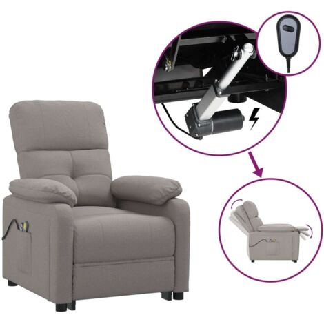 Fauteuil de Massage électrique Relaxation  Fauteuil de Luxe Taupe Tissu -BV61229