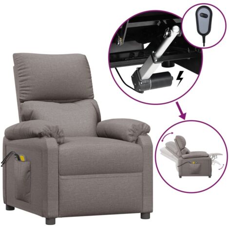 Fauteuil de Massage électrique Relaxation  Fauteuil de Luxe Taupe Tissu -BV61739