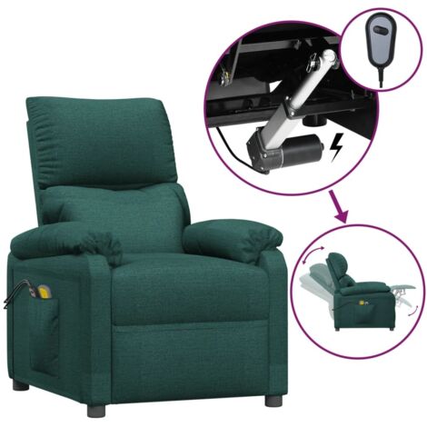 Fauteuil de Massage électrique Relaxation  Fauteuil de Luxe Vert foncé Tissu -BV71408