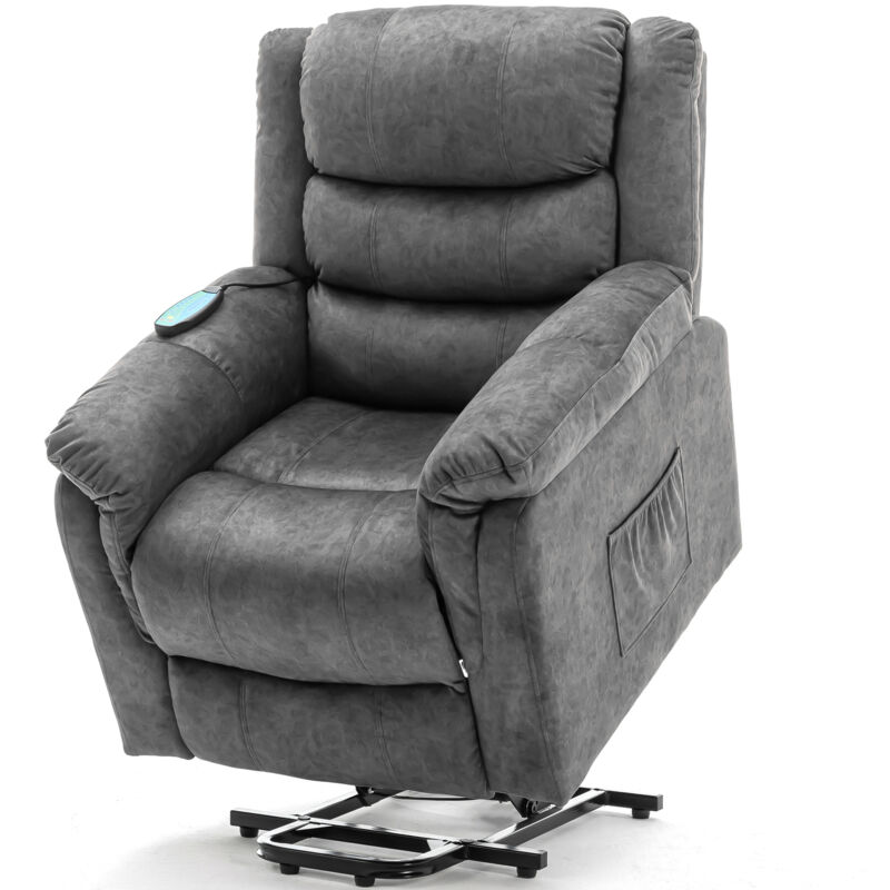Fauteuil de massage et relaxation électrique chauffant, avec chauffage et vibration, fauteuil inclinable, durable et sûr - Gris