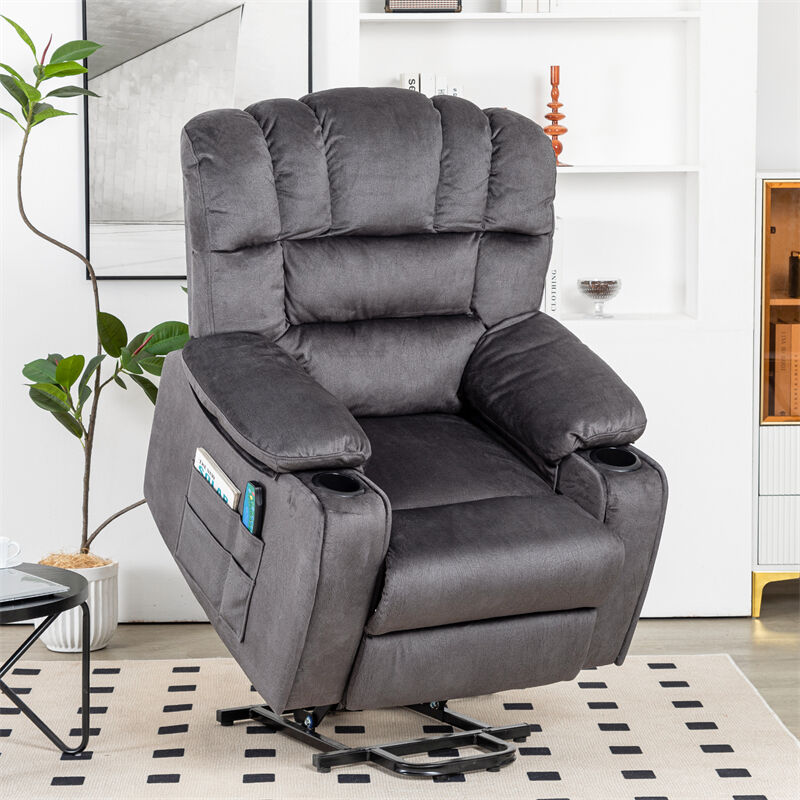 Fortuna Lai - Fauteuil de massage - Fauteuil Relax à réglage électrique pour personnes âgées - canapé inclinable en tissu avec 2 porte-boissons