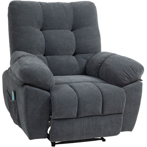 Fauteuil de massage - HOMCOM - vibration chauffage, inclination manuelle - télécommande inclus - gris