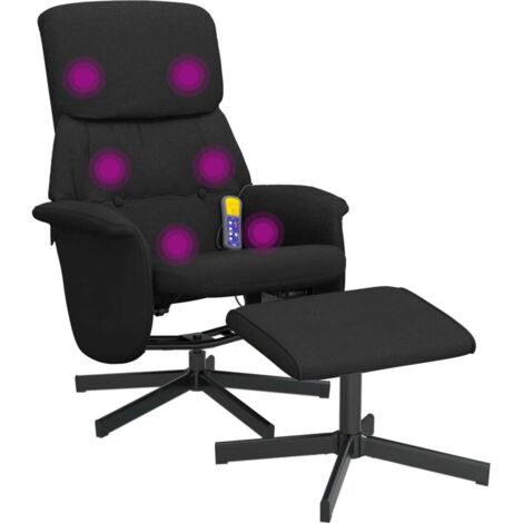 Fauteuil de massage inclinable avec repose-pied noir tissu vidaXL