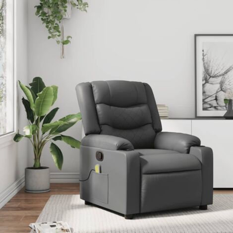 Fauteuil de massage inclinable-Chaise de relaxation-Fauteuil Relax Gris Similicuir 106726