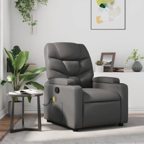 Fauteuil de massage inclinable-Chaise de relaxation-Fauteuil Relax Gris Similicuir 494554