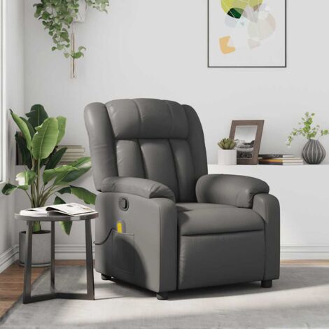 Fauteuil de massage inclinable-Chaise de relaxation-Fauteuil Relax Gris Similicuir 616719