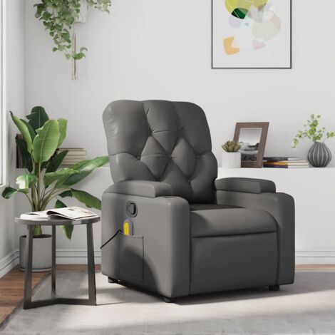 Fauteuil de massage inclinable-Chaise de relaxation-Fauteuil Relax Gris Similicuir 680303