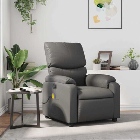 Fauteuil de massage inclinable-Chaise de relaxation-Fauteuil Relax Gris Similicuir 713299
