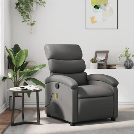 Fauteuil de massage inclinable-Chaise de relaxation-Fauteuil Relax Gris Similicuir 738991