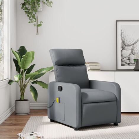 Fauteuil de massage inclinable-Chaise de relaxation-Fauteuil Relax Gris Similicuir 746782