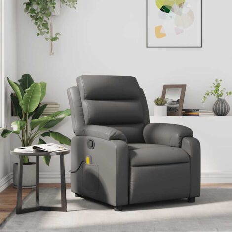 Fauteuil de massage inclinable-Chaise de relaxation-Fauteuil Relax Gris Similicuir 872746