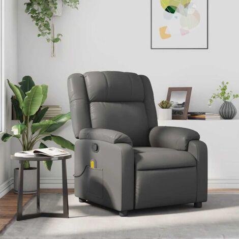 Fauteuil de massage inclinable-Chaise de relaxation-Fauteuil Relax Gris Similicuir 958284