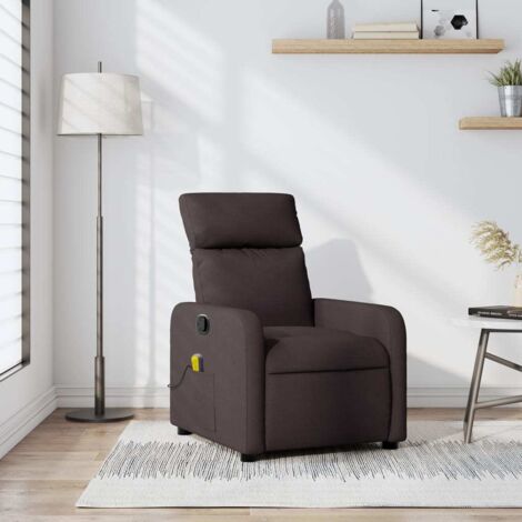 Fauteuil de massage inclinable-Chaise de relaxation-Fauteuil Relax Marron foncé Tissu 105899