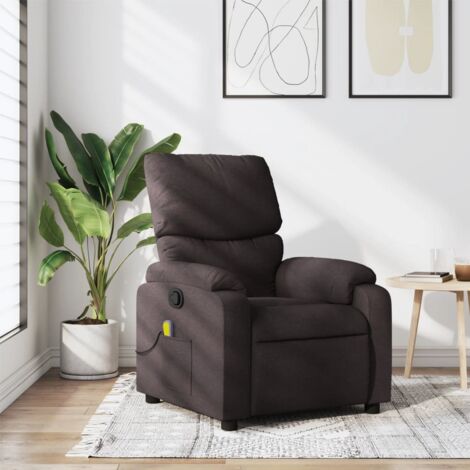 Fauteuil de massage inclinable-Chaise de relaxation-Fauteuil Relax Marron foncé Tissu 124667