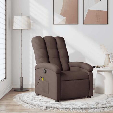 Fauteuil de massage inclinable-Chaise de relaxation-Fauteuil Relax Marron foncé Tissu 274736