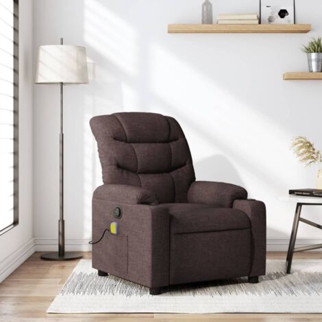 Fauteuil de massage inclinable-Chaise de relaxation-Fauteuil Relax Marron foncé Tissu 291405