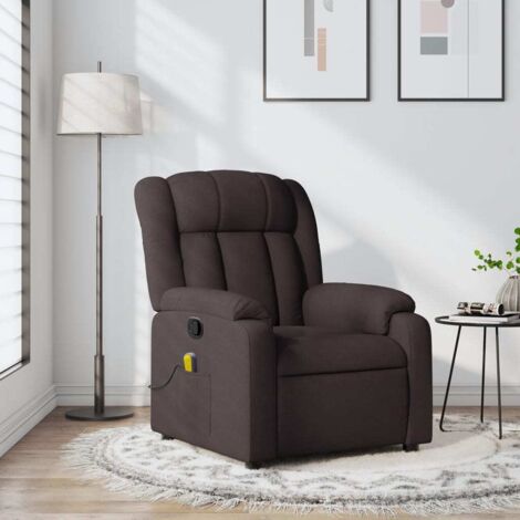 Fauteuil de massage inclinable-Chaise de relaxation-Fauteuil Relax Marron foncé Tissu 459276