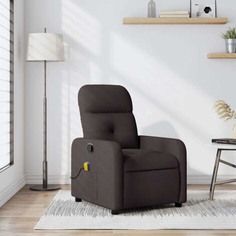 Fauteuil de massage inclinable-Chaise de relaxation-Fauteuil Relax Marron foncé Tissu 575355