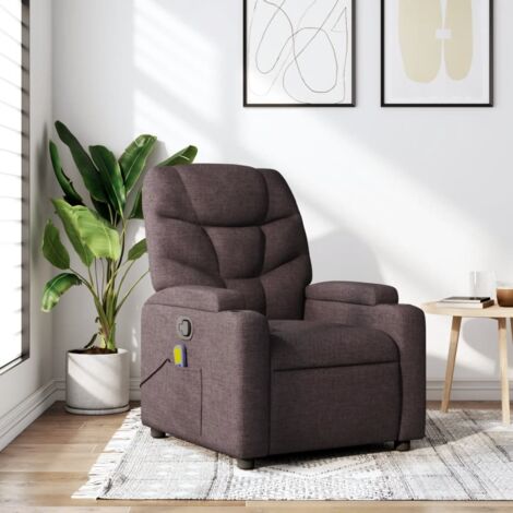 Fauteuil de massage inclinable-Chaise de relaxation-Fauteuil Relax Marron foncé Tissu 756751