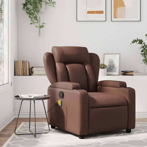Fauteuil de massage inclinable-Chaise de relaxation-Fauteuil Relax Marron Similicuir 219884