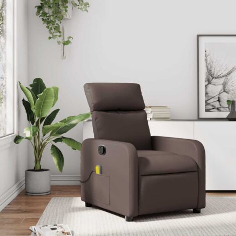 Fauteuil de massage inclinable-Chaise de relaxation-Fauteuil Relax Marron Similicuir 341216