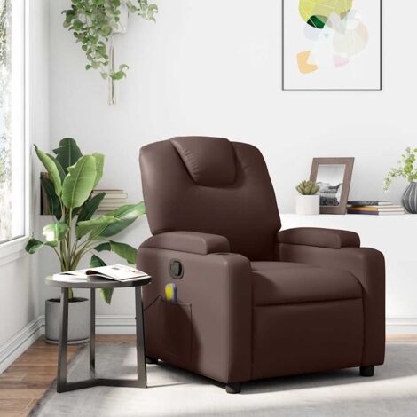 Fauteuil de massage inclinable-Chaise de relaxation-Fauteuil Relax Marron Similicuir 429498