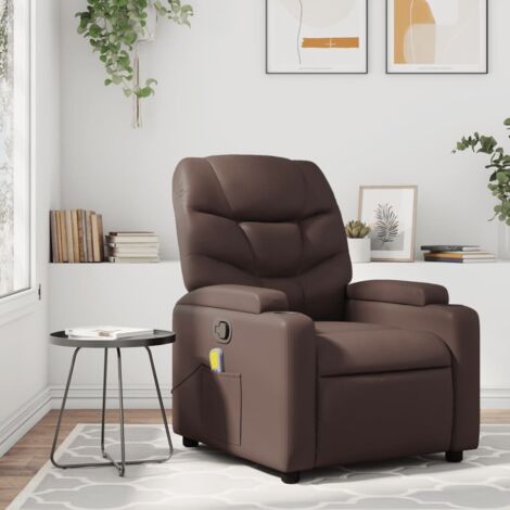 Fauteuil de massage inclinable-Chaise de relaxation-Fauteuil Relax Marron Similicuir 464358