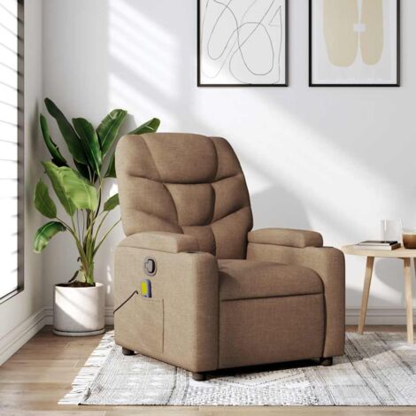 Fauteuil de massage inclinable-Chaise de relaxation-Fauteuil Relax Marron Tissu 209226