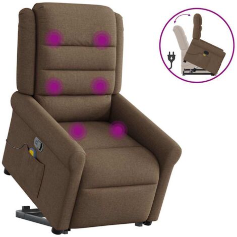 Fauteuil de massage inclinable-Chaise de relaxation-Fauteuil Relax Marron Tissu 252482
