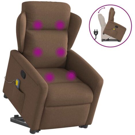 Fauteuil de massage inclinable-Chaise de relaxation-Fauteuil Relax Marron Tissu 382717