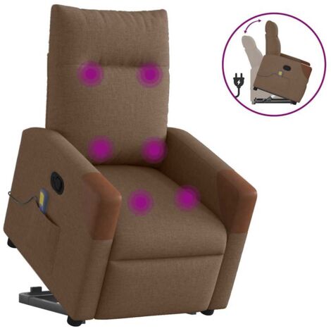 Fauteuil de massage inclinable-Chaise de relaxation-Fauteuil Relax Marron Tissu 533782