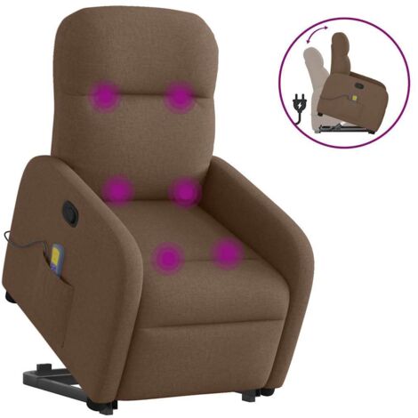 Fauteuil de massage inclinable-Chaise de relaxation-Fauteuil Relax Marron Tissu 582183