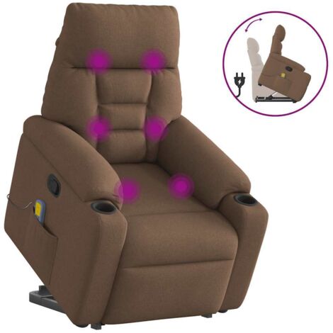Fauteuil de massage inclinable-Chaise de relaxation-Fauteuil Relax Marron Tissu 694760