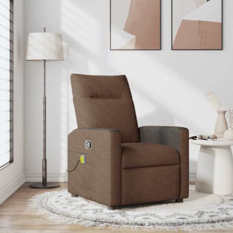Fauteuil de massage inclinable-Chaise de relaxation-Fauteuil Relax Marron Tissu 712191