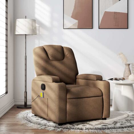 Fauteuil de massage inclinable-Chaise de relaxation-Fauteuil Relax Marron Tissu 947793