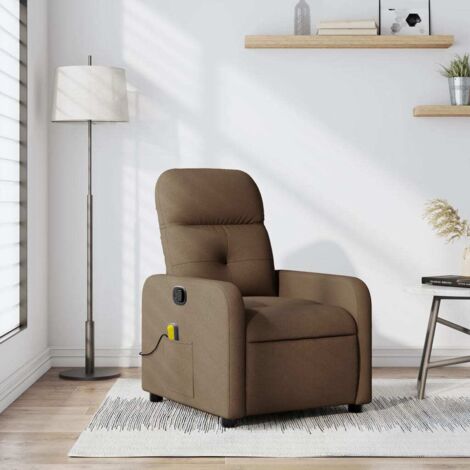 Fauteuil de massage inclinable-Chaise de relaxation-Fauteuil Relax Marron Tissu 961295