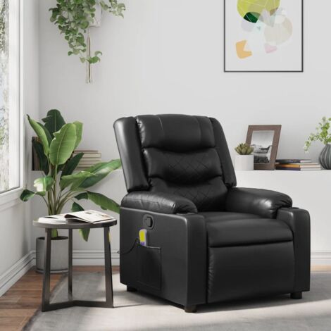 Fauteuil de massage inclinable-Chaise de relaxation-Fauteuil Relax Noir Similicuir 207766