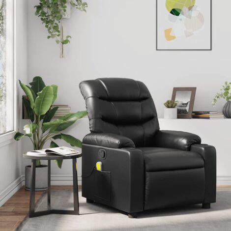 Fauteuil de massage inclinable-Chaise de relaxation-Fauteuil Relax Noir Similicuir 648231