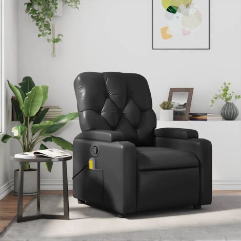 Fauteuil de massage inclinable-Chaise de relaxation-Fauteuil Relax Noir Similicuir 675966