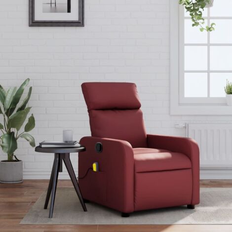 Fauteuil de massage inclinable-Chaise de relaxation-Fauteuil Relax Rouge bordeaux Similicuir 225545