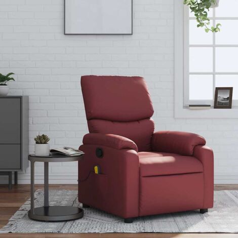 Fauteuil de massage inclinable-Chaise de relaxation-Fauteuil Relax Rouge bordeaux Similicuir 233212