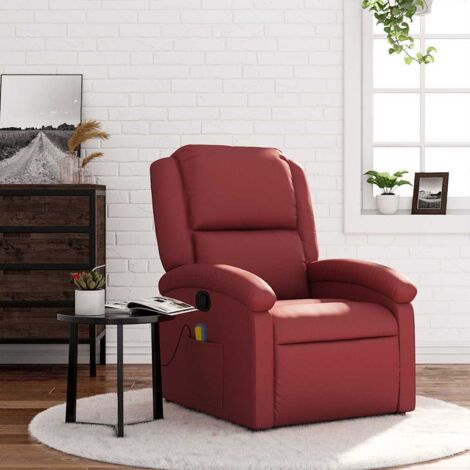Fauteuil de massage inclinable-Chaise de relaxation-Fauteuil Relax Rouge bordeaux Similicuir 884459