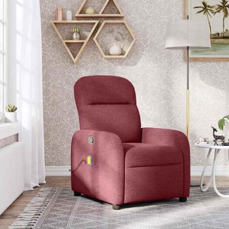Fauteuil de massage inclinable-Chaise de relaxation-Fauteuil Relax Rouge bordeaux Tissu 263017