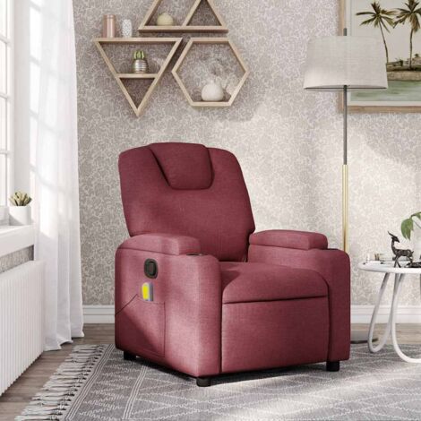 Fauteuil de massage inclinable-Chaise de relaxation-Fauteuil Relax Rouge bordeaux Tissu 556697