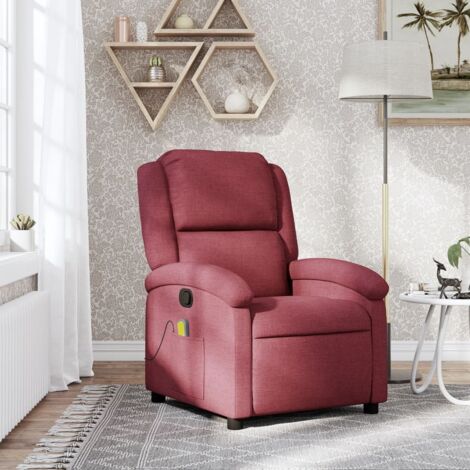 Fauteuil de massage inclinable-Chaise de relaxation-Fauteuil Relax Rouge bordeaux Tissu 573715