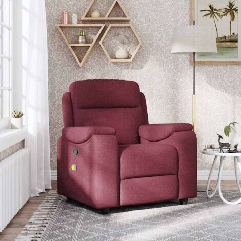 Fauteuil de massage inclinable-Chaise de relaxation-Fauteuil Relax Rouge bordeaux Tissu 708225