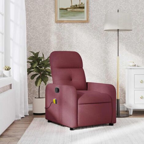 Fauteuil de massage inclinable-Chaise de relaxation-Fauteuil Relax Rouge bordeaux Tissu 717904
