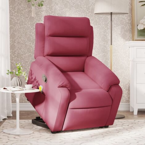 Fauteuil de massage inclinable-Chaise de relaxation-Fauteuil Relax Rouge bordeaux Velours 238639