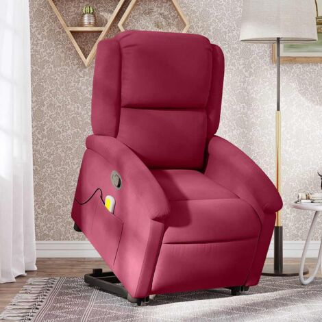 Fauteuil de massage inclinable-Chaise de relaxation-Fauteuil Relax Rouge bordeaux Velours 654991