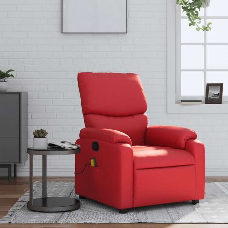 Fauteuil de massage inclinable-Chaise de relaxation-Fauteuil Relax rouge similicuir 932370